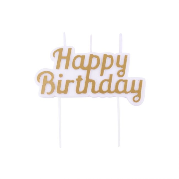 Candle Topper - Happy Birthday - Gold